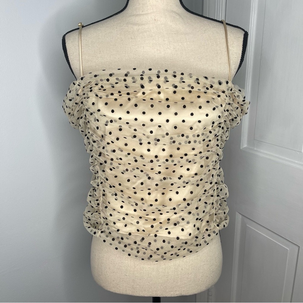LOFT Ann Taylor Polka Dot Sheer Mesh Tank Top Size 14